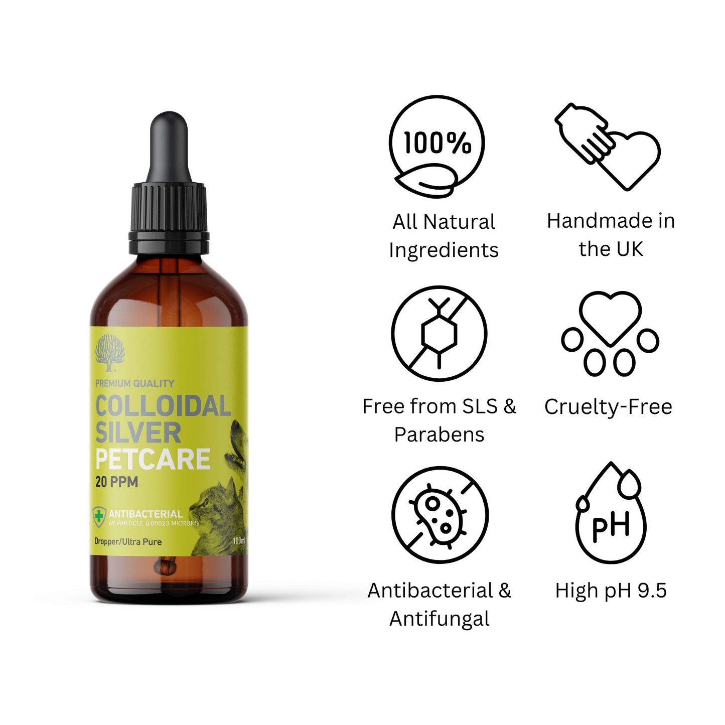 Colloidal Silver Petcare 20ppm Dropper Bottle – 100ml image 1