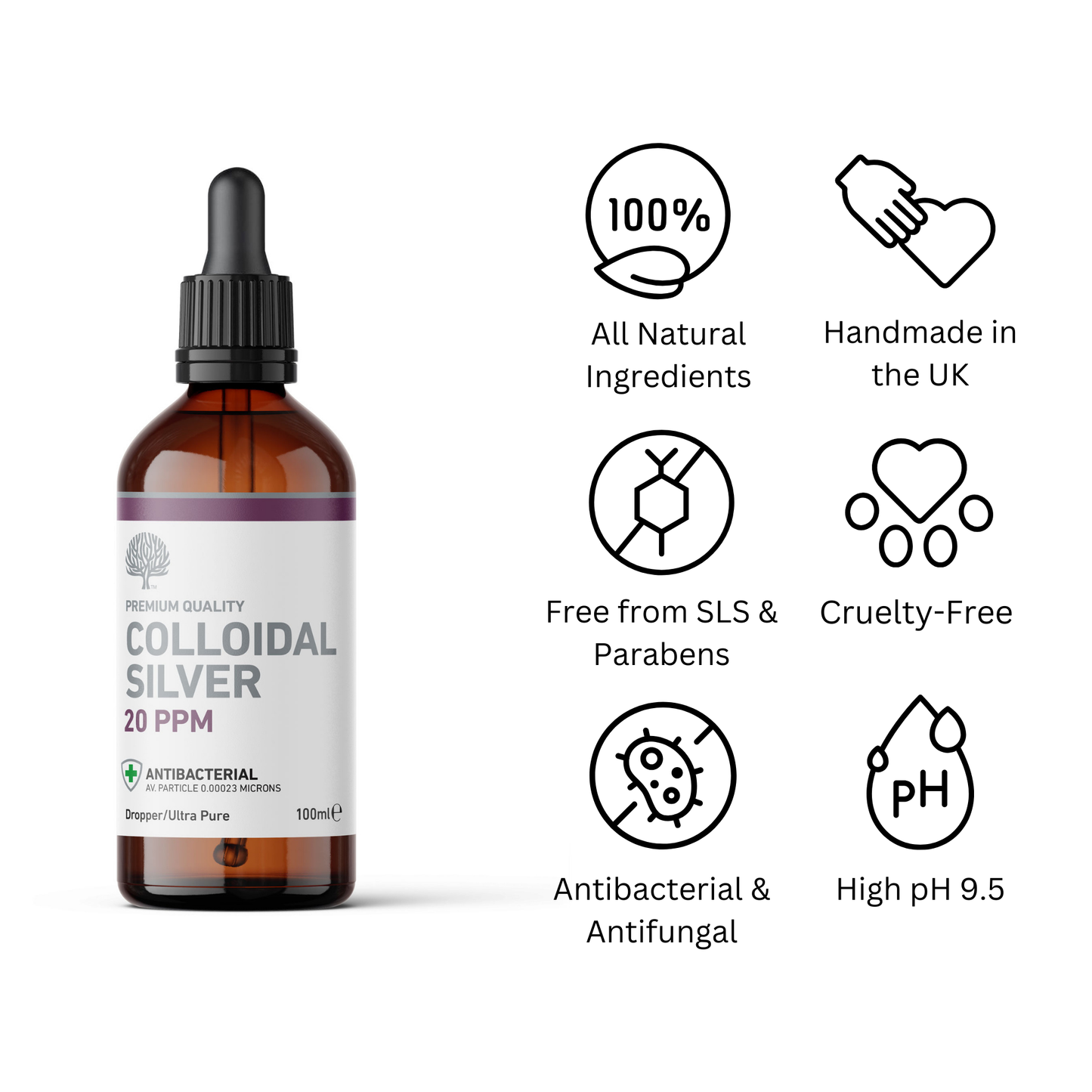 Colloidal Silver 20ppm Dropper – 100ml image 1