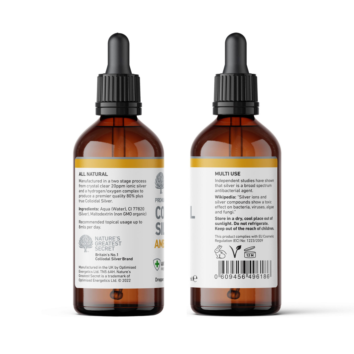 Amber 80% True Colloidal Silver Dropper – 100ml image 3