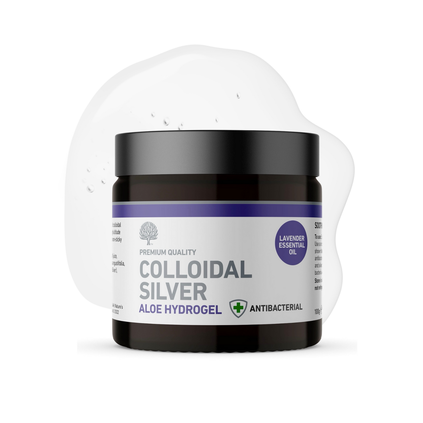 Amber-toned lightweight colloidal silver gel texture on skin