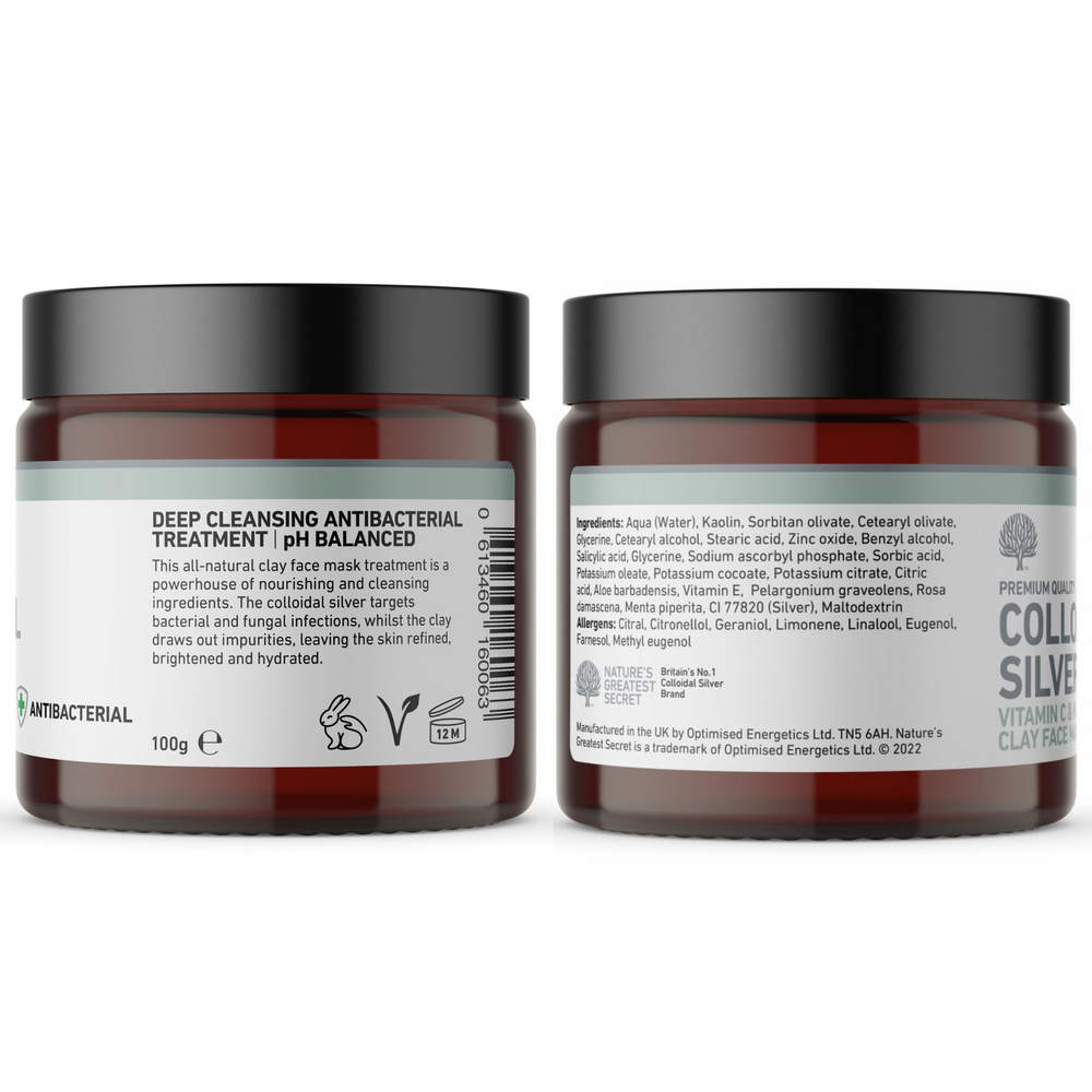 
                  
                    All Natural Colloidal Silver Deep Cleansing Vitamin C and Kaolin Clay Face Mask - 100g image 3
                  
                